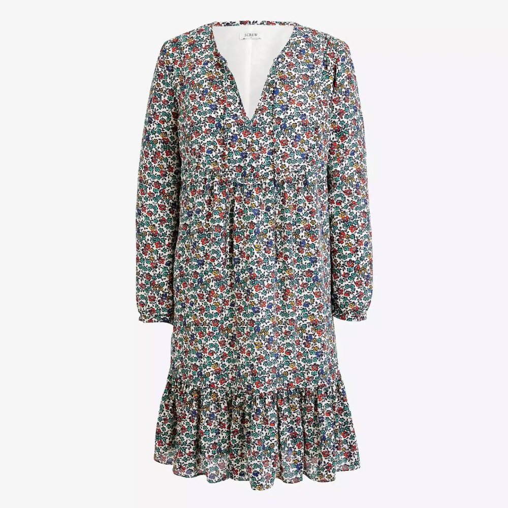 J Crew Factory Relaxed Fiery Sunset Floral Dress Size XS
